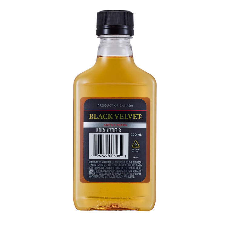 Black Velvet Canadian Whisky 3 Yr 80 - 200ML - Back