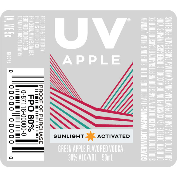 Uv Green Apple Flavored Vodka 60 - 50ML