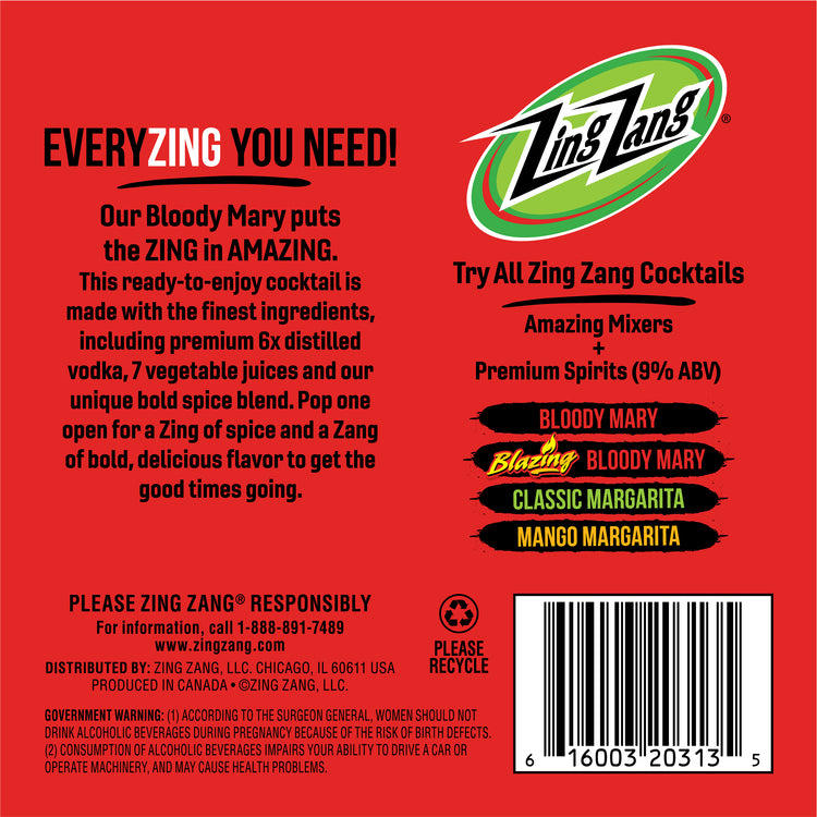 Zing Zang Bloody Mary Made With Vodka 18 - 12 Z