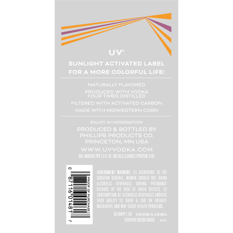 Uv Grape Flavored Vodka 60 - 50ML - Front Label