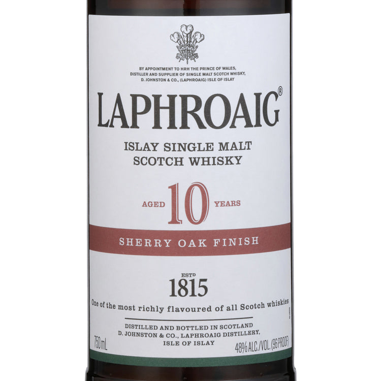 Laphroaig Single Malt Scotch Sherry Oak Finished 10 Yr 96 - 750ML - Front Label