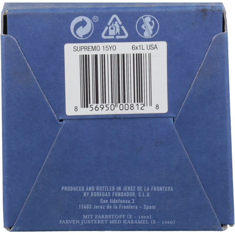 Fundador Brandy De Jerez Supremo Amontillado Sherry Casks Solera Gran - 1.0L - Front Label