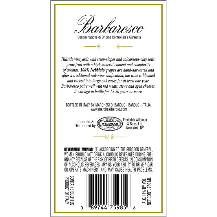 Marchesi Di Barolo Barbaresco 2019 - 750ML