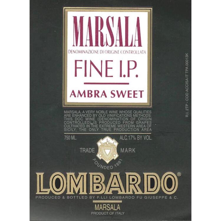 Lombardo Marsala Ambra Sweet Fine I.P. - 1.0L - Front Label