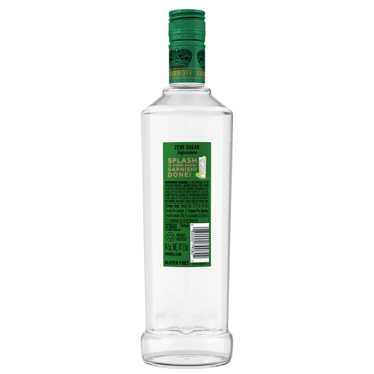 Smirnoff Cucumber & Lime Flavored Vodka Zero Sugar Infusions 60 - 750ML