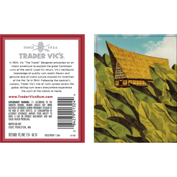 Trader Vic's Gold Rum 80 - 1.0L - Back Label