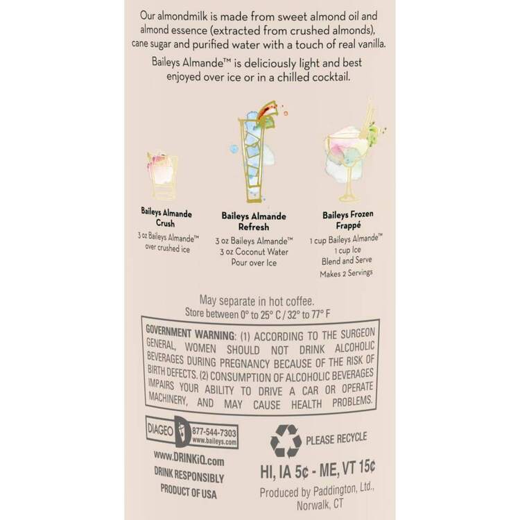 Baileys Almond Milk Liqueur Almande 26 - 750ML