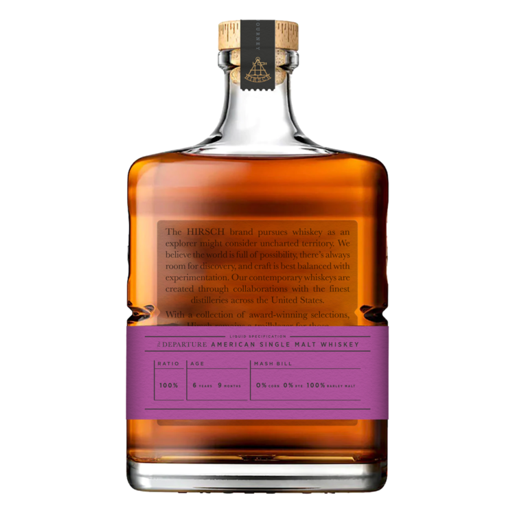 Hirsch Malt Whiskey The Departure 6 Years 8 Months Single Malt 98 - 750ML - Back