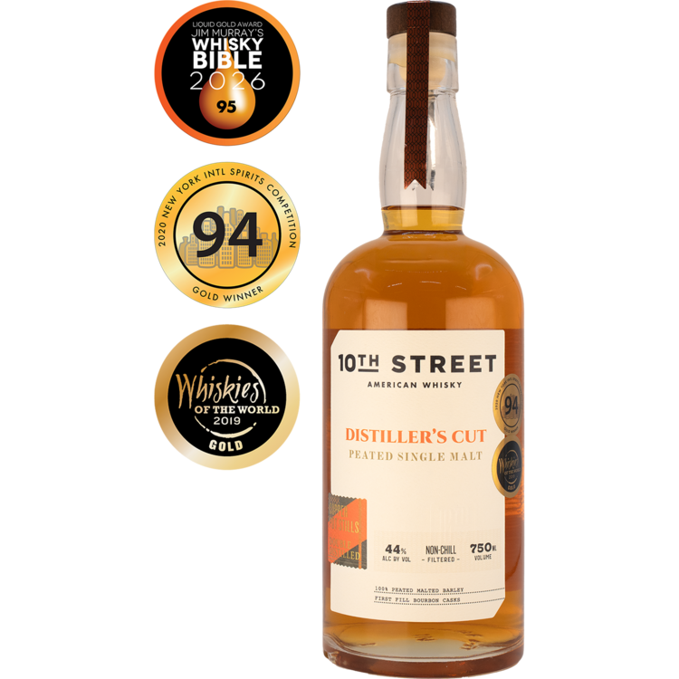 10th Street American Whiskey Peated Single Malt Cask Strength Distille - 750ML - Front