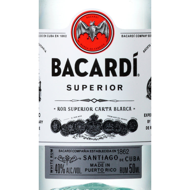 Bacardi Light Rum Superior 80 - 50ML - Front Label