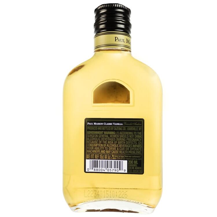 Paul Masson Vanilla Flavored Brandy Grande Amber Classic 54 - 375ML - Back