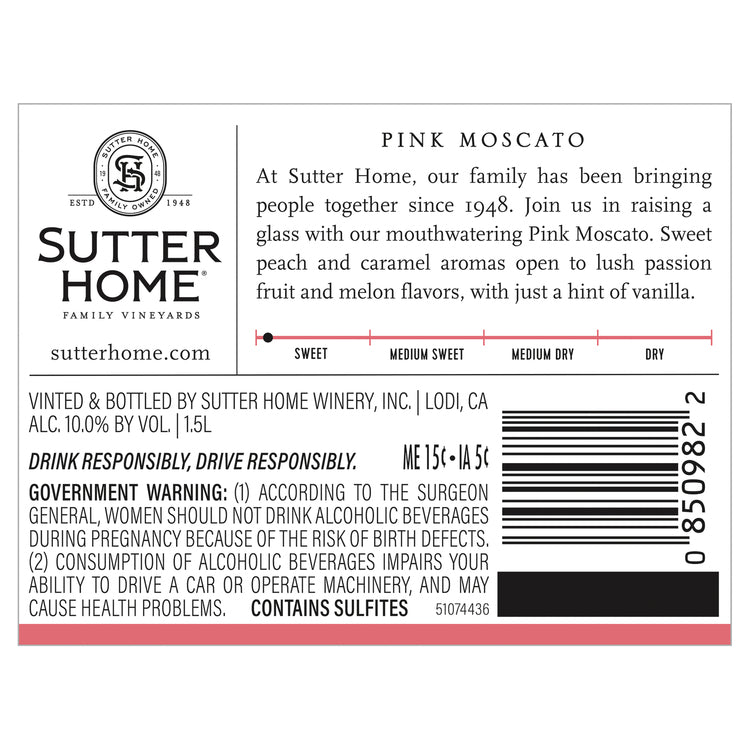 Sutter Home Pink Moscato California - 1.5L