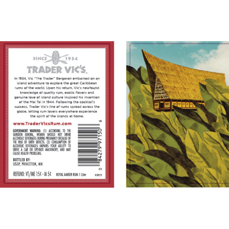 Trader Vic's Dark Rum Royal Amber 80 - 1.0L - Back Label