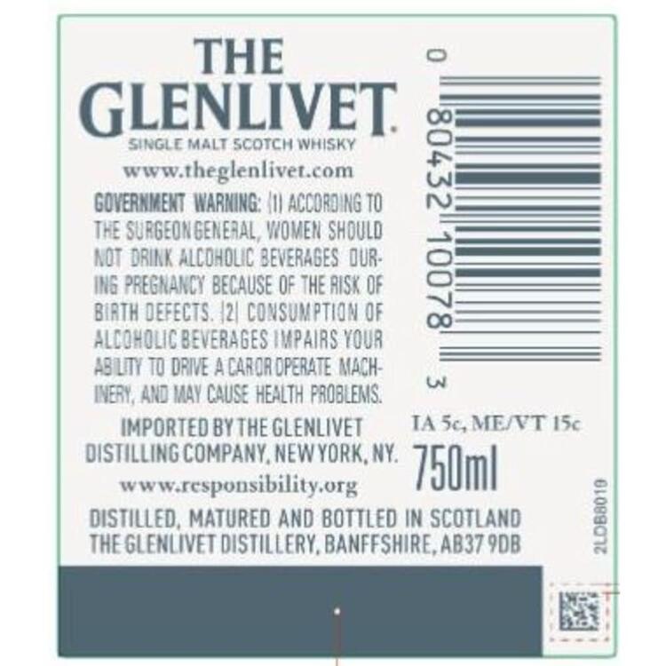 The Glenlivet Single Malt Scotch The French Oak Reserve 15 Yr 80 With - 750ML - Back Label
