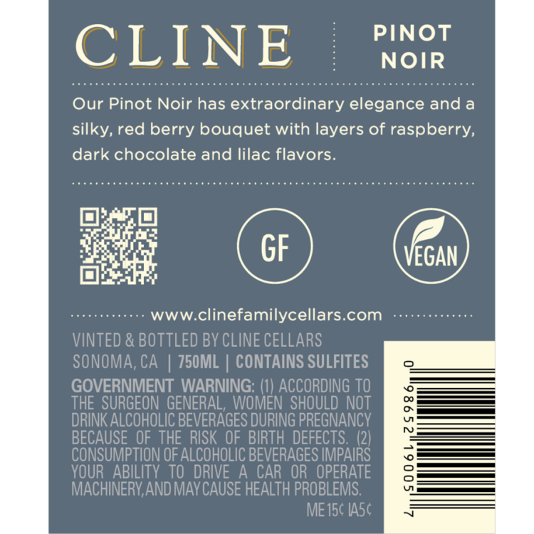 Cline Pinot Noir North Coast 2021 - 750ML