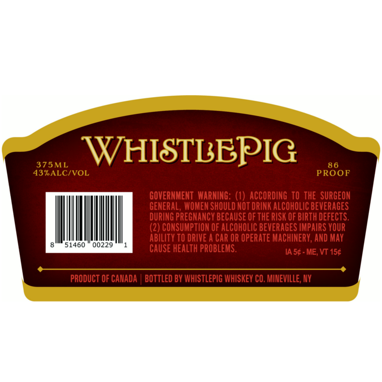 Whistlepig Rye Whiskey Old World Wine Cask Finished 12 Yr 86 - 375ML - Back Label