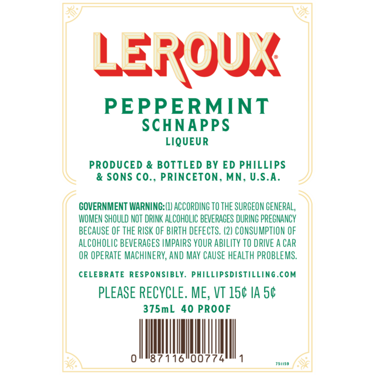 Leroux Peppermint Schnapps 40 - 375ML