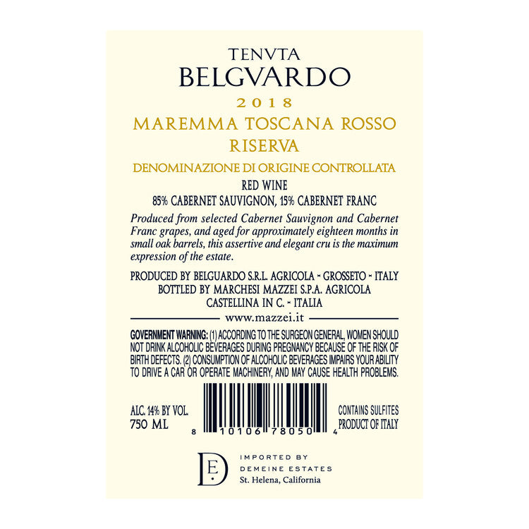 Belguardo Maremma Toscana Rosso Tenuta Riserva 2018 - 750ML