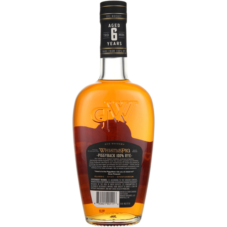 Whistlepig Canadian Rye Whisky Piggyback 6 Yr 96.56 - 750ML