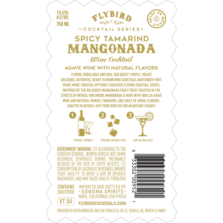Flybird Spicy Tamarind Mangonada Wine Based Cocktail - 750ML - Back Label