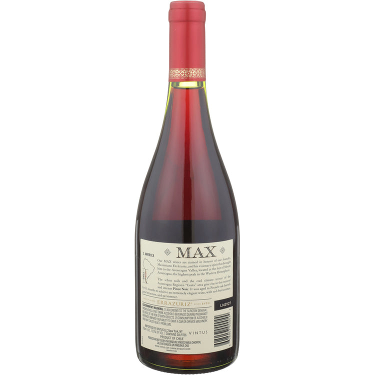 Errazuriz Pinot Noir Max Reserva Aconcagua Coast 2021 - 750ML - Back