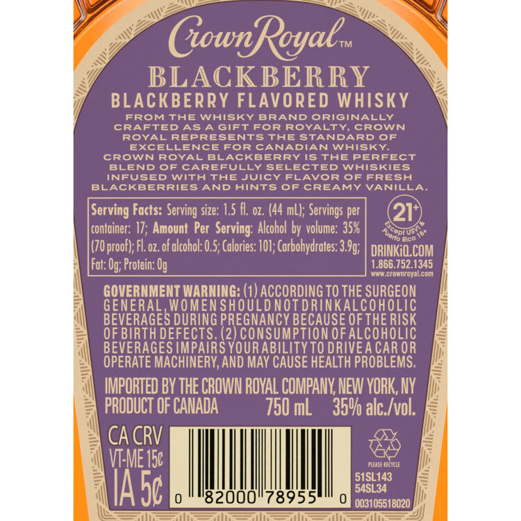 Crown Royal Blackberry Flavored Whiskey 70 - 750ML