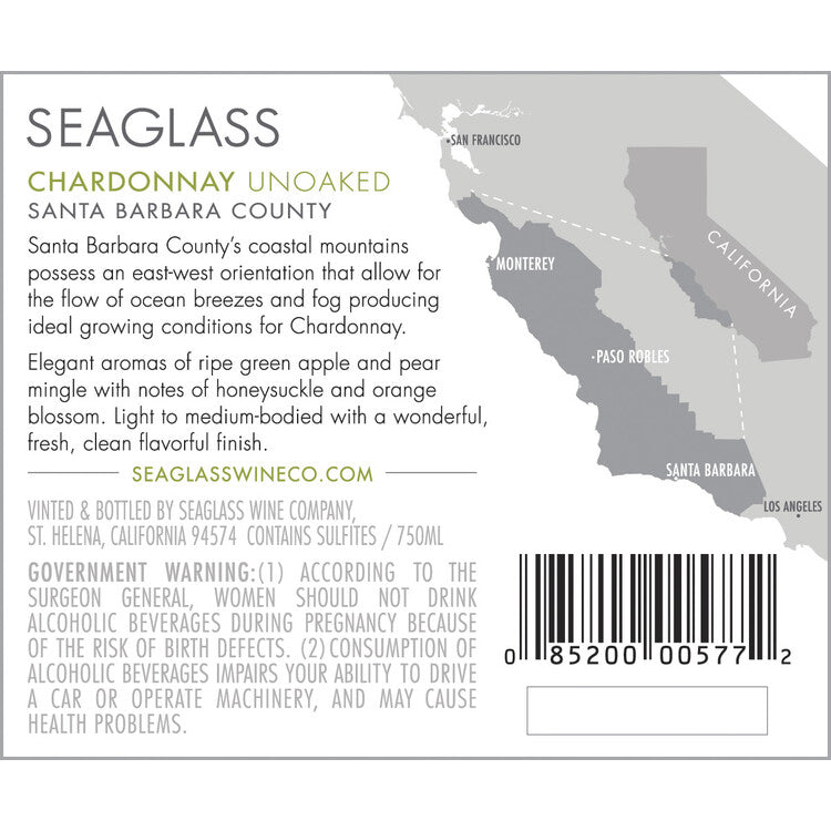Seaglass Chardonnay Santa Barbara County - 19.5L - Back Label