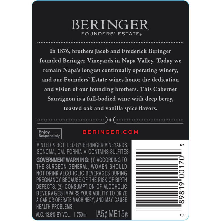 Beringer Founders' Estate Cabernet Sauvignon California - 750ML