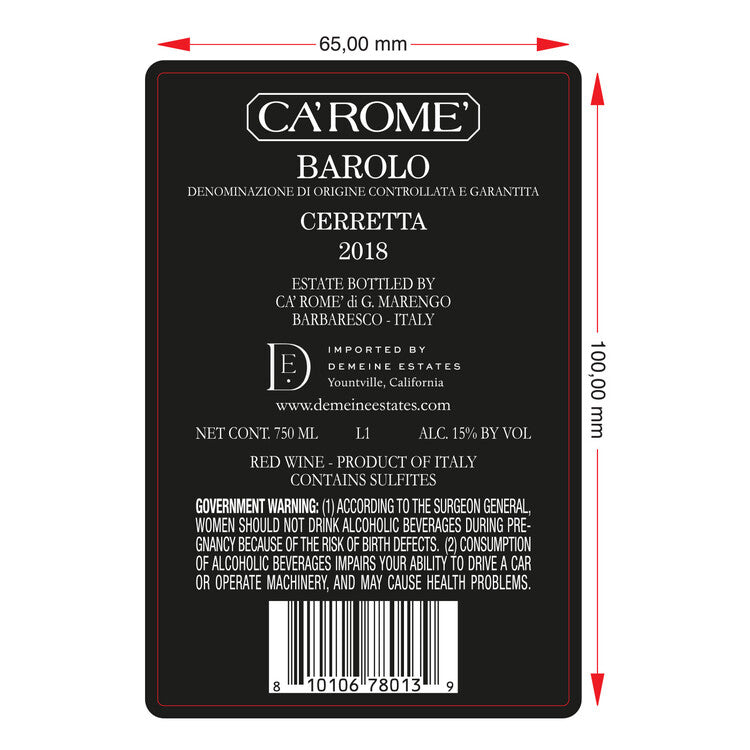 Ca'Rome' Barolo Cerretta 2015 - 1.5L