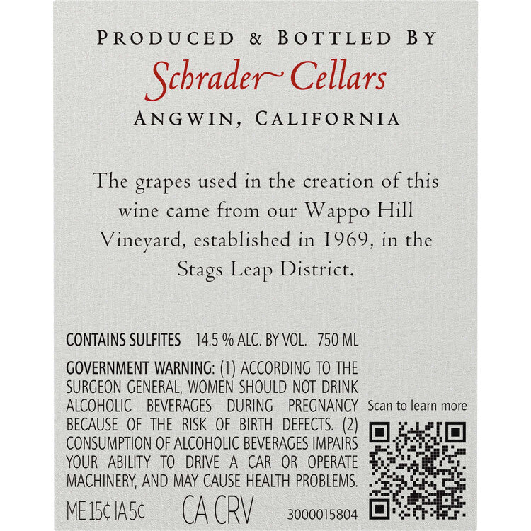 Schrader Cabernet Sauvignon Wh Wappo Hill Vineyard Stags Leap District - 750ML