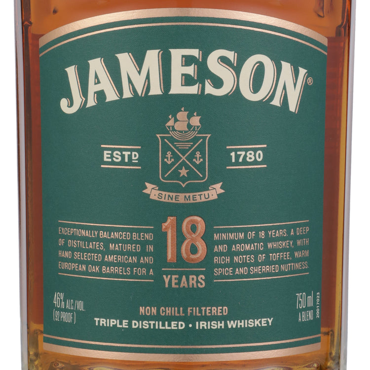 Jameson Blended Irish Whiskey 18 Yr 92 - 750ML - Front Label