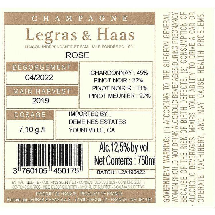 Legras & Haas Champagne Brut Rose - 750ML
