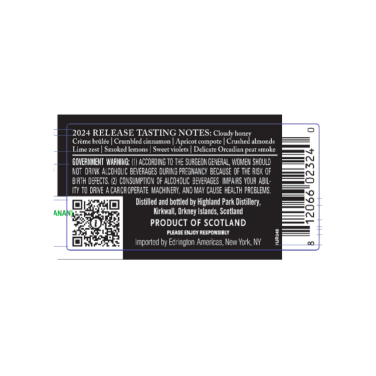 Highland Park Single Malt Scotch 21 Yr 92 - 750ML - Back Label