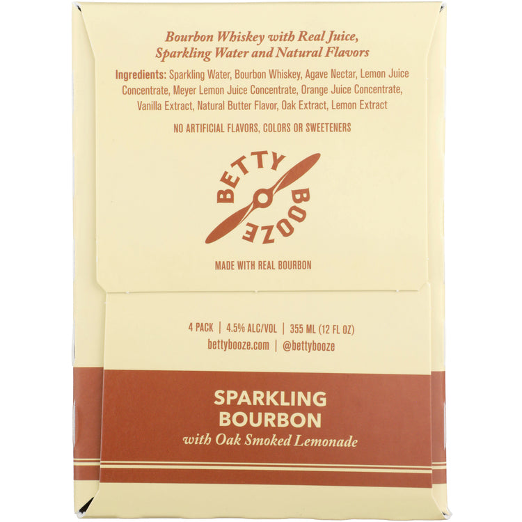 Betty Booze Sparkling Bourbon With Oak Smoked Lemonade Cocktail - 355ML