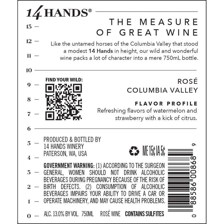 14 Hands Rose Wine Columbia Valley 2023 - 750ML