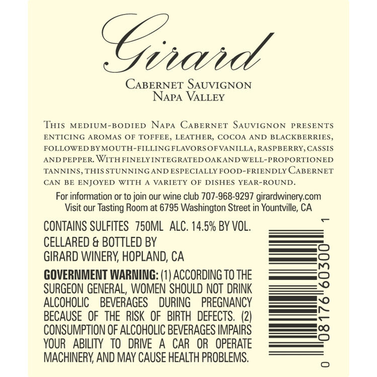 Girard Cabernet Sauvignon Napa Valley 2021 - 750ML