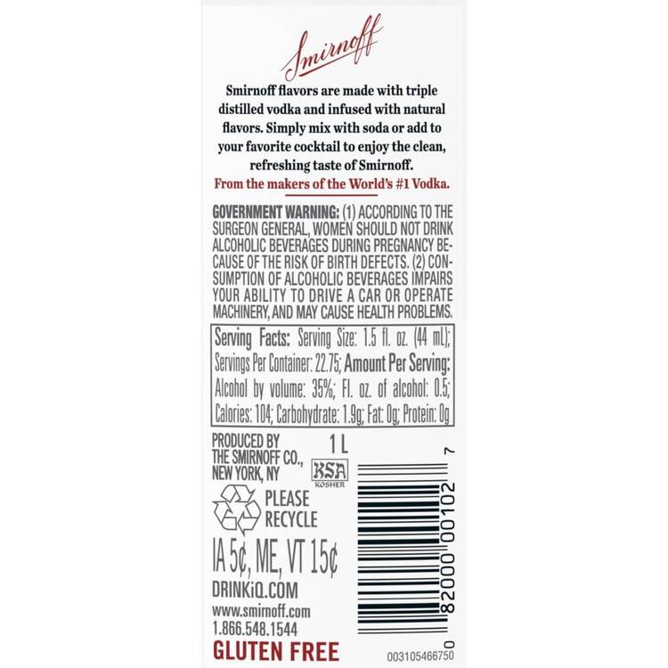 Smirnoff Apple Flavored Vodka Green Apple 60 - 1.0L