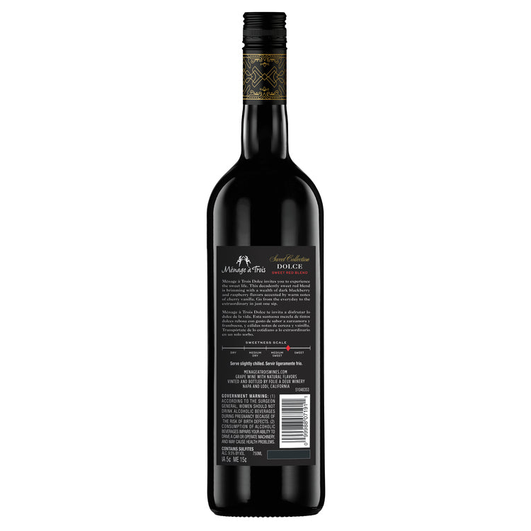 Menage A Trois Dolce Sweet Red Blend Sweet Collection California - 750ML