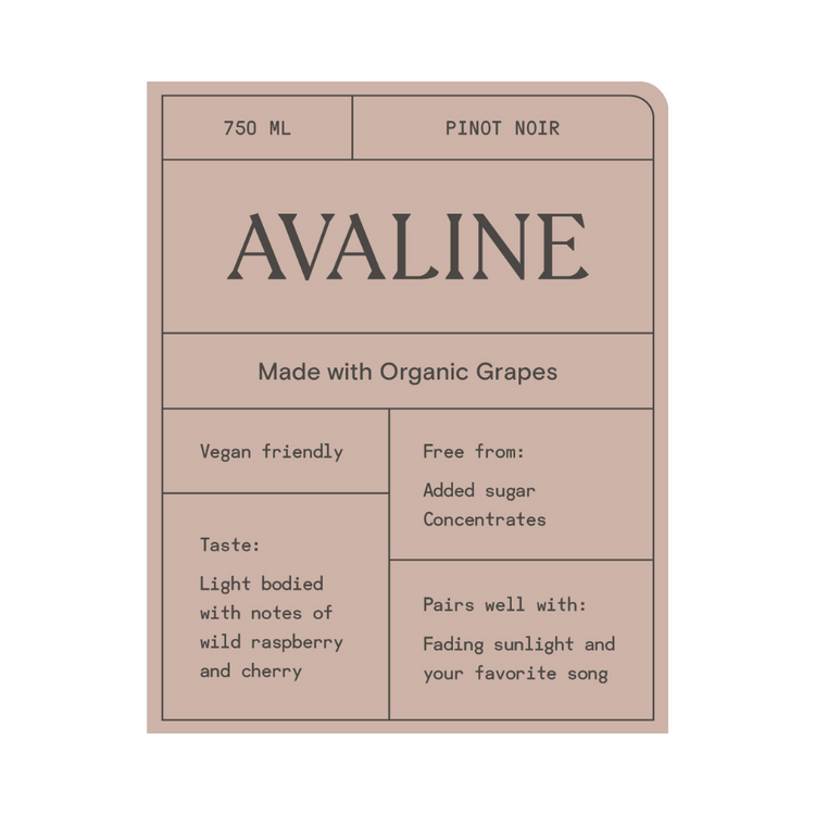 Avaline Pinot Noir France Made With Organic Grapes - 750ML - Front Label
