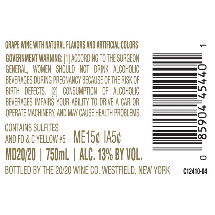 Md 20/20 Orange Jubilee Flavored Wine - 750ML - Back Label
