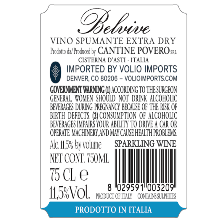 Cantine Povero Extra Dry Belvive Italy - 750ML