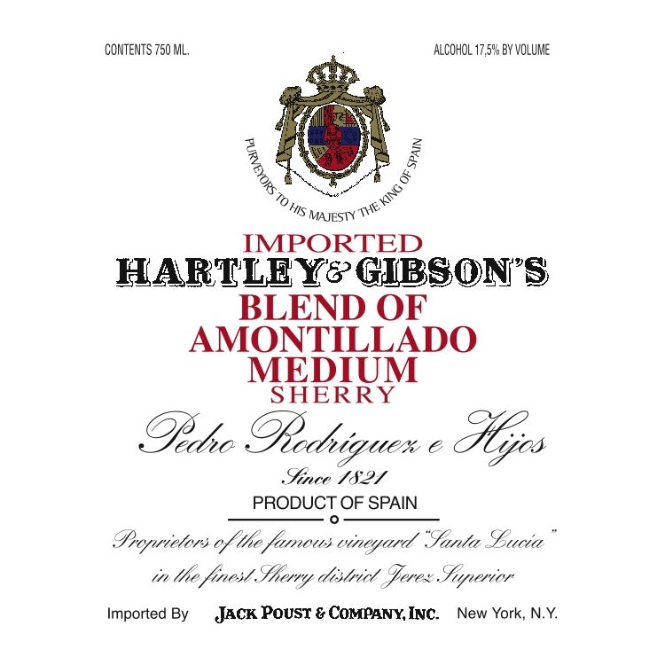 Hartley & Gibson Sherry Amontillado - 750ML - Front Label