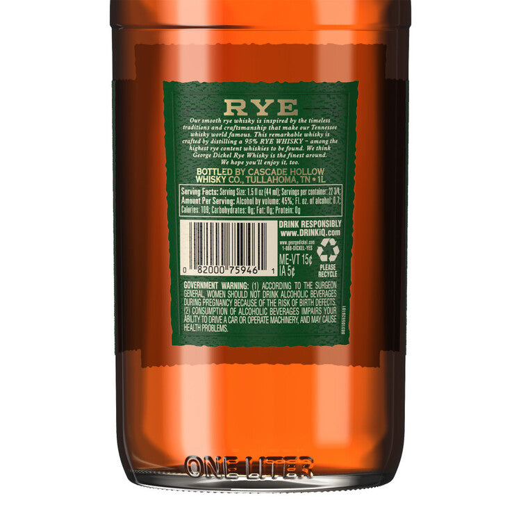 George Dickel Rye Whiskey Small Batch 90 - 1.0L