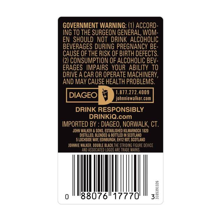 Johnnie Walker Blended Scotch Double Black 80 - 750ML