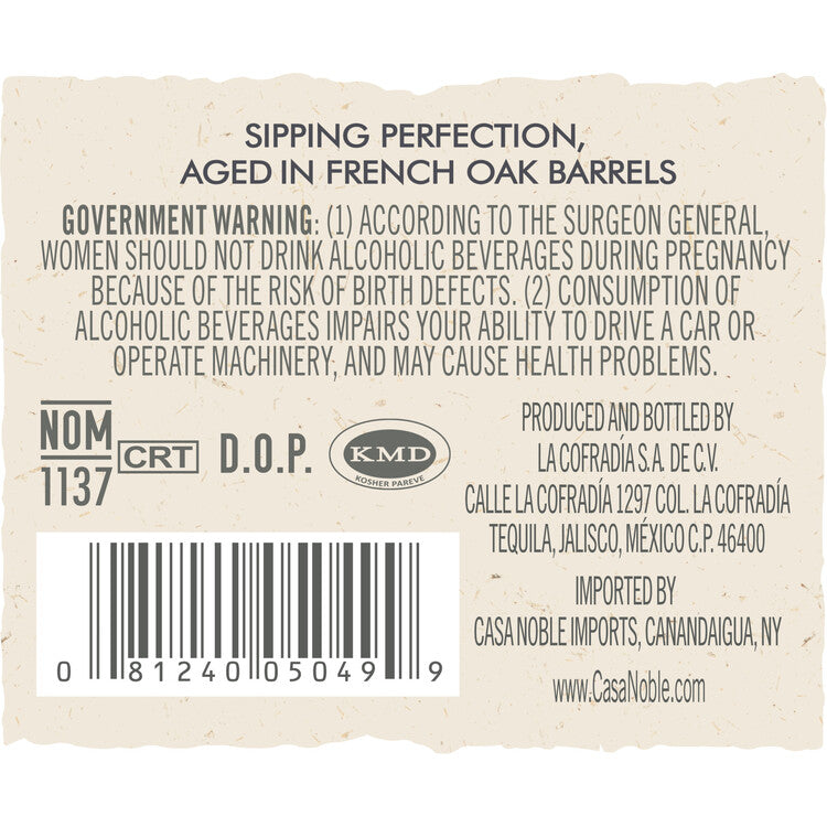 Casa Noble Tequila Anejo 80 - 750ML - Back Label