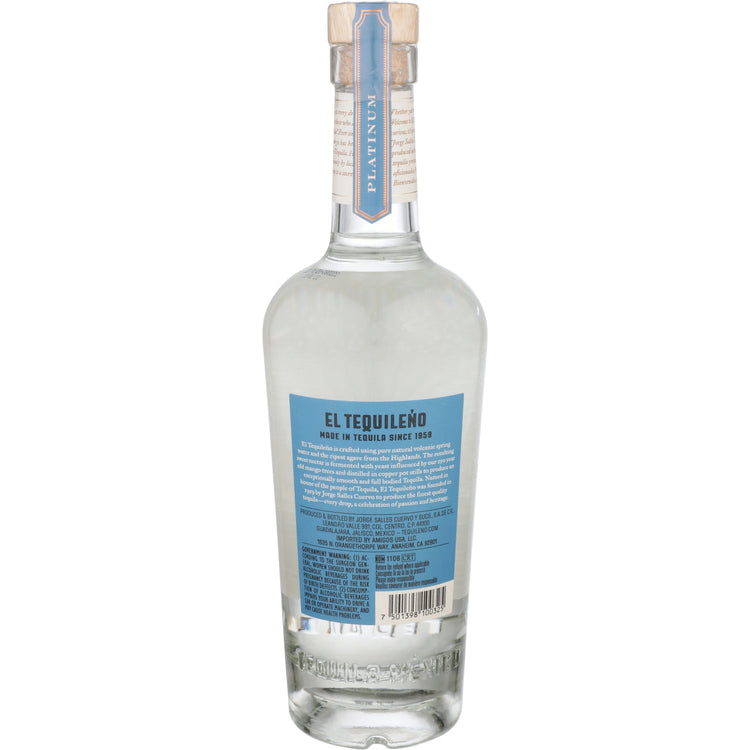 El Tequileno Tequila Platino Blanco 80 - 750ML