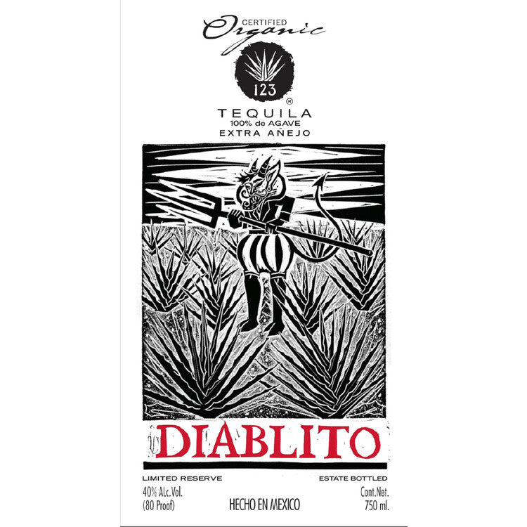 123 Tequila Extra Anejo Diablito 80 - 750ML - Front Label