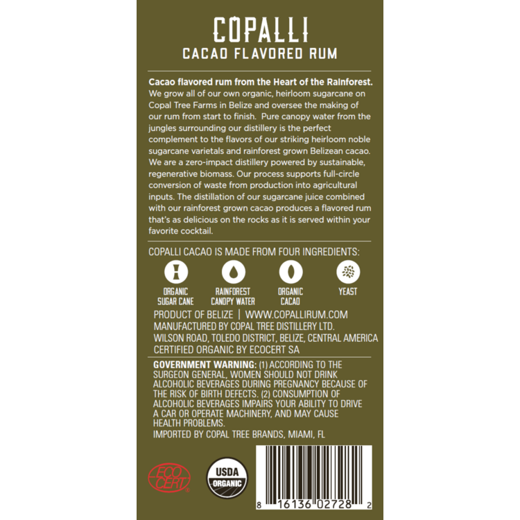 Copalli Cacao Flavored Rum 80 - 750ML
