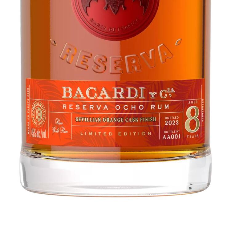 Barcardi Reserva Ocho Rum Sevillian Orange Cask Finish 8yr 90 - 750ML