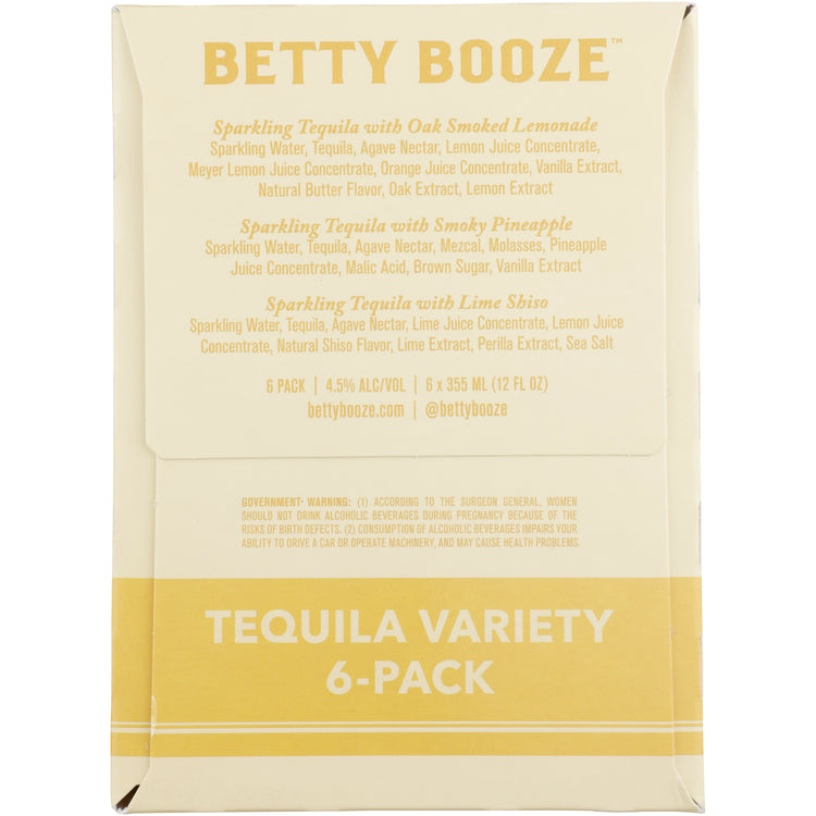 Betty Booze Tequila Combo 2 Each Lime Shiso, Oak Smoked Lemonade & Smo - 355ML